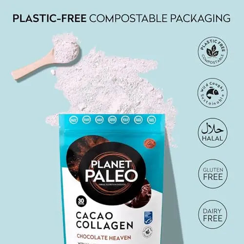 Planet PaleoCacao Collagen Powder (285g, 30 Servings) - MSC Certified, Wild Caught Marine Collagen Planet Paleo Au supplements