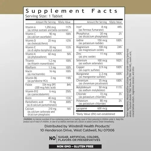 Windmill Natural Vitamins Men’s Multi 50+, with Vitamin D3, Mens Multivitamins for Daily Nutritional Support, Multivitamin for Men, 180 Tablet, 180 Day Supply Windmill Au supplements