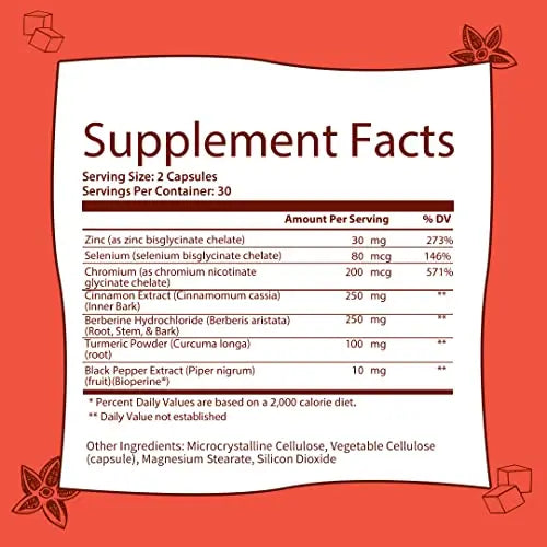 GOBIOTIX Blood Sugar Support - Cinnamon, Berberine and Selenium Capsules - Blood Sugar GOBIOTIX Au supplements
