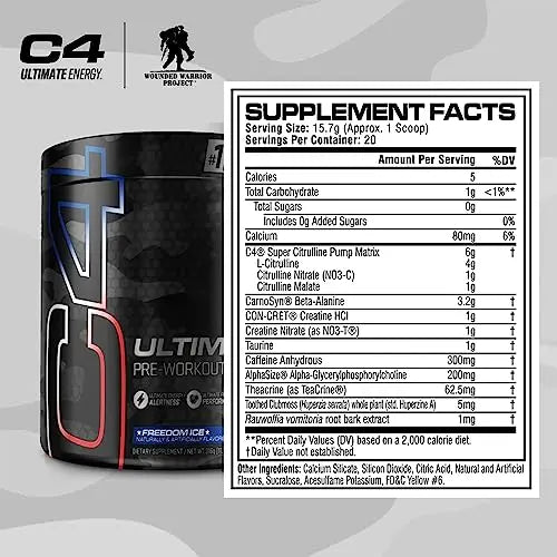C4 Ultimate x Wounded Warrior Project Pre Workout Powder Freedom Ice - Sugar Free Cellucor Au supplements