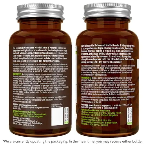 Igennus Methylated Men's Multivitamin with 22 Actives, All-Day Nutrient Delivery, Pure & Clean, Methylfolate & Methylcobalamin Igennus Healthcare Nutrition Au supplements