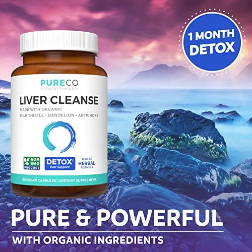 Organic Liver Cleanse Detox & Repair (Vegan, Non-GMO) Milk Thistle Extract (80% Silymarin) PURE CO Au supplements
