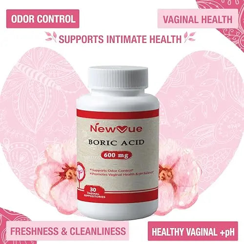 NewVue Boric Acid Vaginal Suppositories - 100% Pure Made in USA - Intimate Health Support (30 Count) NewVue Au supplements
