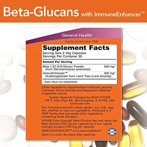 Beta-Glucans with ImmunEnhancer 60 VegiCaps (Pack of 2) Now Foods Au supplements