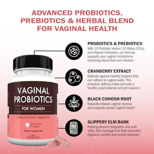 16in1 Vaginal Probiotics for Women (10 Powerful Strains + Organic Prebiotics) BioSchwartz Au supplements