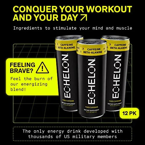 Echelon Pre-Workout Energy Drink - 12-Pack, Yuzu Cayenne - Peak Performance Echelon Au supplements