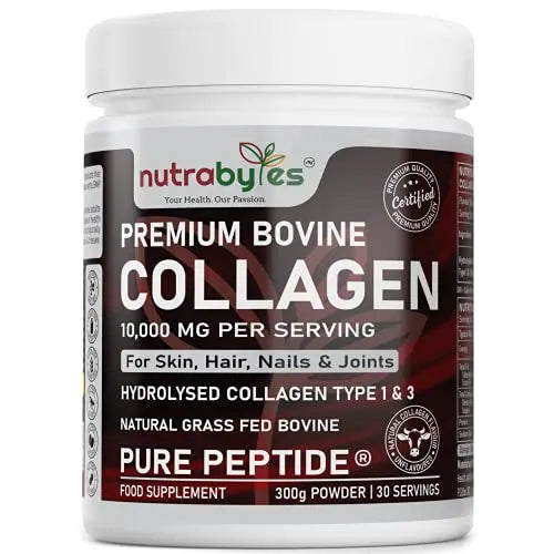Pure Hydrolysed Collagen Powder 10000mg Bovine Type 1 & 3 Unflavoured|High Strength Protein Peptides for Women & Men NUTRABYTES Au supplements