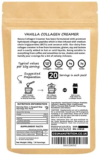 Collagen Coffee Creamer | Keto & Paleo | Premium Hydrolysed Collagen Peptides & Coconut MCT OZUNA NUTRITION Au supplements