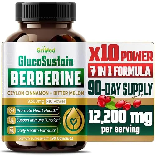 GriMed Berberine Supplement 9,500mg with Ceylon Cinnamon Bitter Melon Supports Healthy GriMed Au supplements