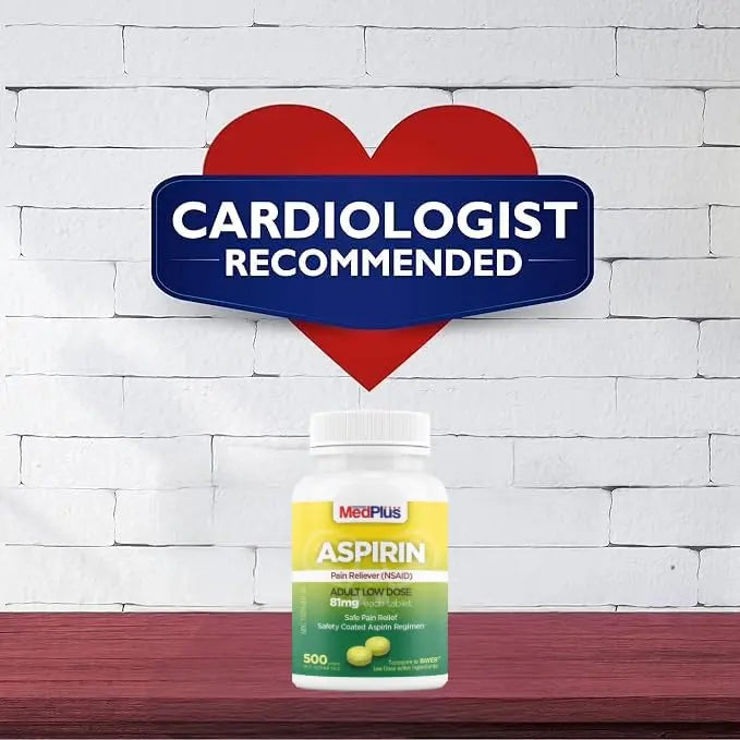 MedPlus Low Dose Aspirin 81 mg - 500 Tablets | Enteric Coated | Pain Reliever for Minor Aches and Pains, Fever Reducer - Made in USA MedPlus Au supplements