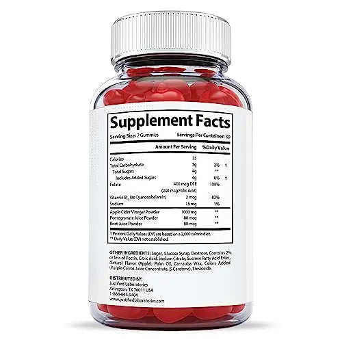 Justified Laboratories X Slim Keto ACV Gummies 1000MG Xslim Vegan Non GMO with Pomegranate Justified Laboratories Au supplements