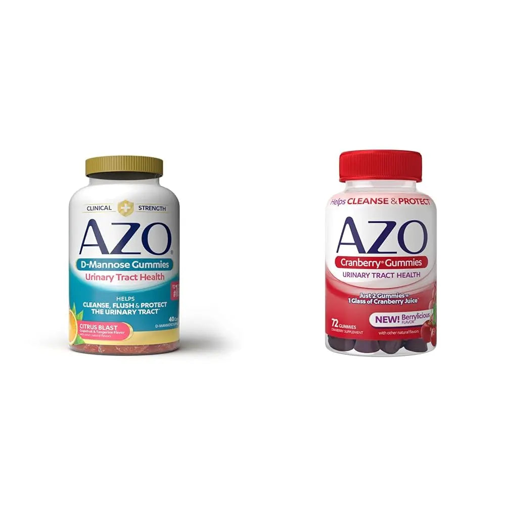 AZO Urinary Tract Health Gummies Bundle - D-Mannose 2000mg Citrus 40 Count and Cranberry 72 Count AZO Au supplements