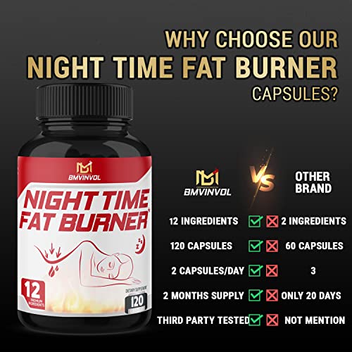 BMVINVOL Night Time Fat Burner 120Capsules, 12-in-1 Powerful Blend of Green Tea BMVINVOL Au supplements
