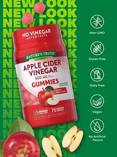 Nature's Truth Apple Cider Vinegar Gummies | 600 mg | 75 Gummies | Natural Apple Flavor Nature's Truth Au supplements