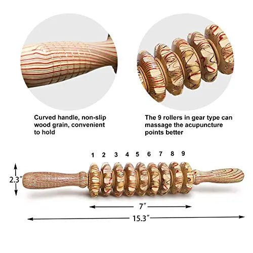 Deston Wooden Massager Handheld Roller Trigger Point Massager Stick for Fascia, Cellulite Deston Au supplements
