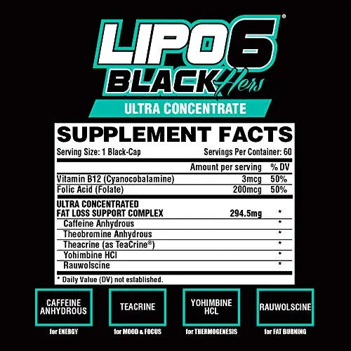 Nutrex Research Lipo-6 Black Hers Ultra Concentrate | Weight Loss Pills for Women | Fat Burner Nutrex Research Au supplements
