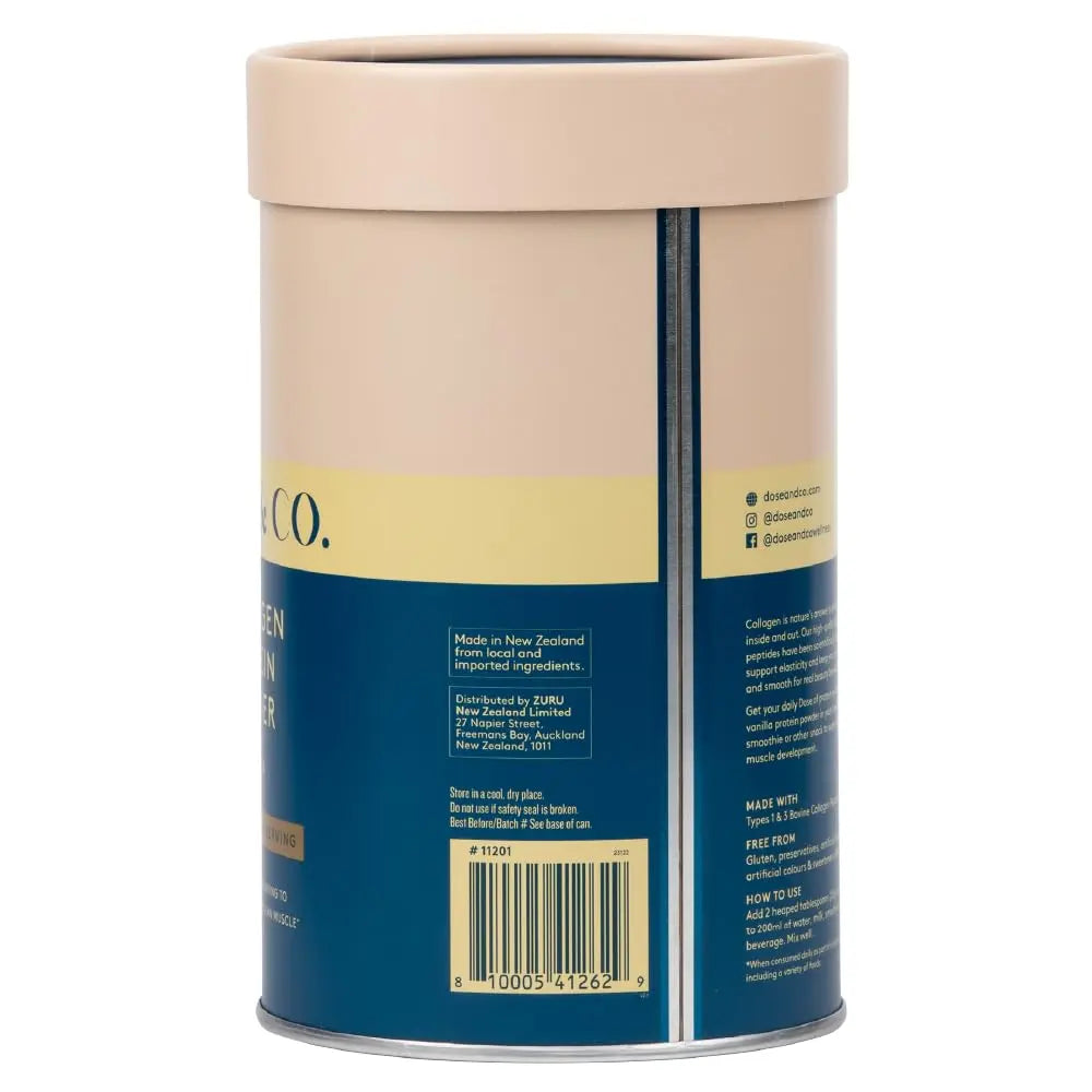 Dose & Co Collagen Protein Powder (Vanilla) 420g – Non-GMO, Gluten Free Collagen Peptides Supplement – 20g of Whey Protein, Vanilla DOSE & CO Au supplements