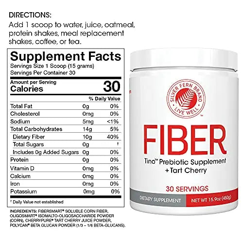 Tino Natural Gluten Free Prebiotic Fiber Supplement - with Tart Cherry Extract & Polycan Silver Fern Au supplements