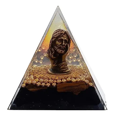 FENGSHUI-CAISHEN Mini Jesus Figurine in Healing Crystal Orgone Pyramid - Obsidian Tiger's Eye FENGSHUI-CAISHEN Au supplements