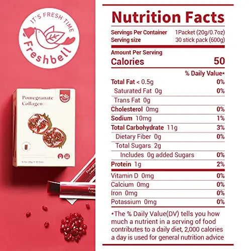 FRESHBELL Pomegranate Collagen Jelly Stick (20g x 30 sticks) Marine Collagen Peptide Freshbell Au supplements