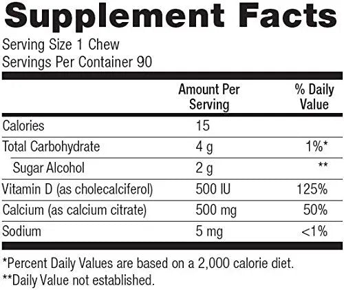 Bariatric Advantage Calcium Citrate Chewy Bites 500mg with Vitamin D3 for Bariatric Surgery Bariatric Advantage Au supplements