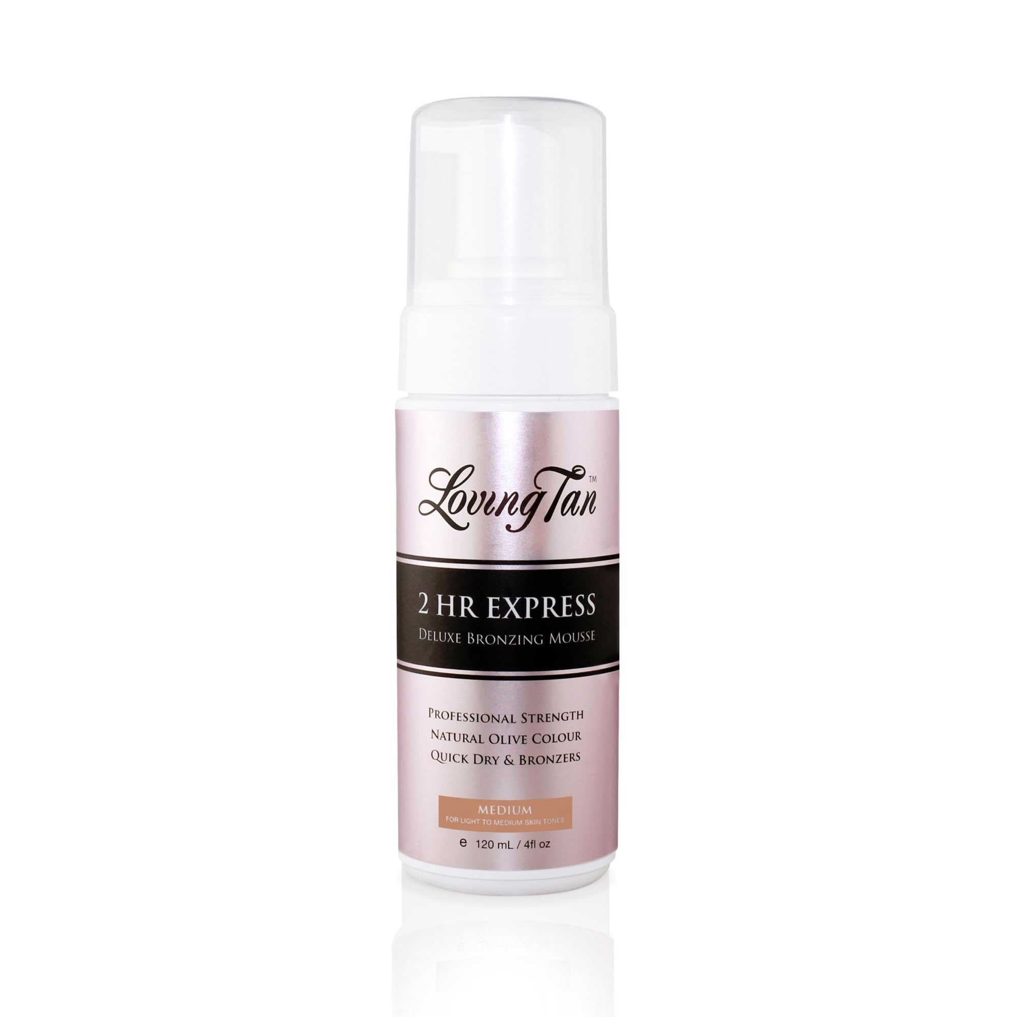 Loving Tan 2 HR Express Self Tanning Mousse, Medium - Streak Free, Natural, Professional Quality - 5+ Sunless Self Tanner Applications per Bottle