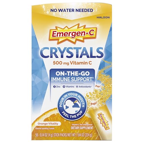 Emergen-C Crystals, On-the-Go Emergen-C Immune Support Supplement with Vitamin C, B Vitamins, Zinc and Manganese