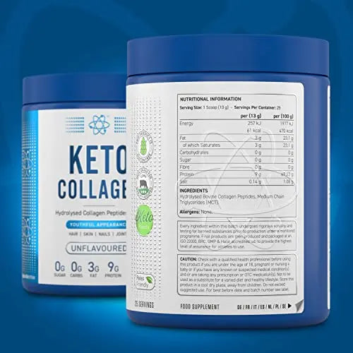 Applied Nutrition Keto Protein Powder, Hydrolysed Collagen Peptides + MCT Healthy Fats & Skin, Ketogenic & Paleo Diet Applied Nutrition Au supplements