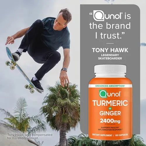 Qunol Turmeric Curcumin with Black Pepper & Ginger, 2400mg Turmeric Extract with 95% Curcuminoids, Extra Strength Supplement Qunol Au supplements