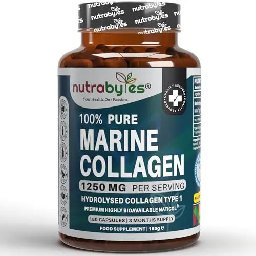 High Strength Marine Collagen Capsules - 1250mg Hydrolysed Collagen Supplement NUTRABYTES Au supplements