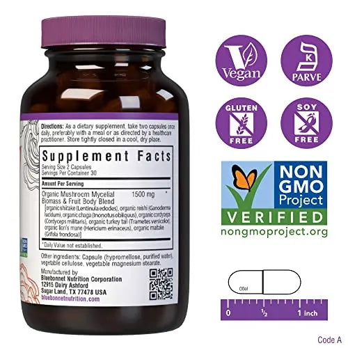 Bluebonnet Nutrition Myco-7 Mushroom Defense – 7 Organically Grown U.S. Whole Bluebonnet Au supplements