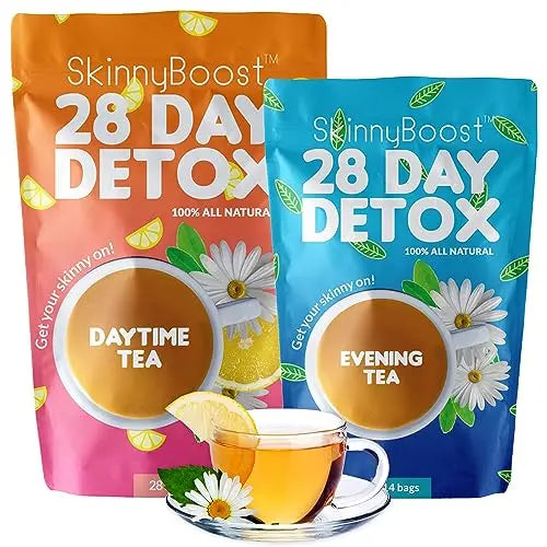SkinnyBoost 28 Day Detox Tea Kit-1 Daytime (28 Bags) 1 Evening (14 Bags) Non GMO SkinnyBoost Au supplements