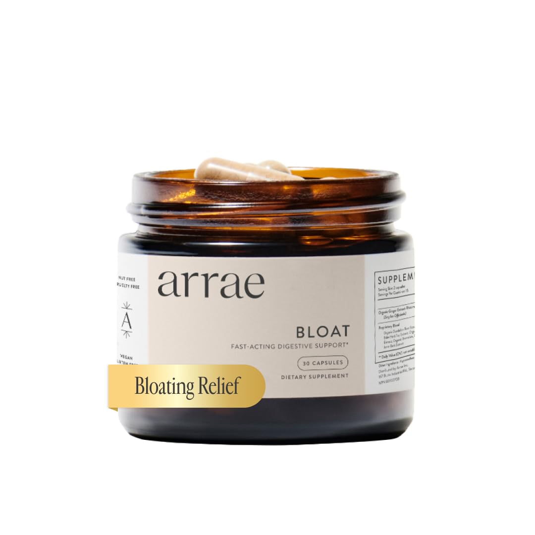 Arrae Fast-Acting Bloating Relief Digestive Enzymes, All Natural Bloat, Gas & Indigestion Relief Capsules (30 Count)