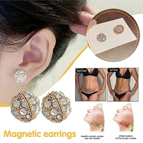Dorina Ear Acupressure Magnetherapy Detoxi Earrings Set,Magnetic Lymphatic Cubic Zirconia Atiptu Au supplements