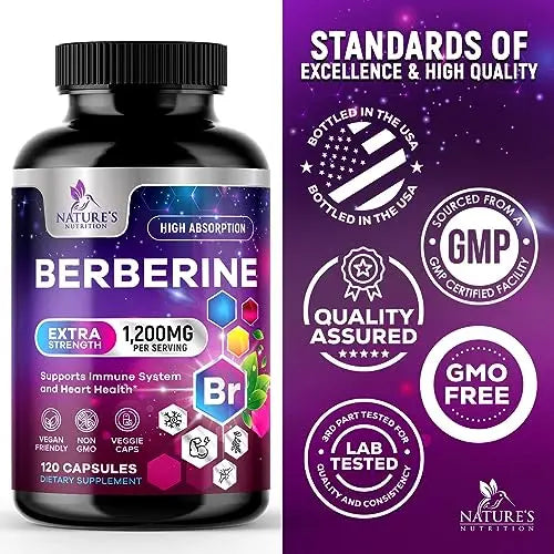 Berberine Supplement 1200mg per Serving - High Absorption Heart Health Support Nature's Nutrition Au supplements