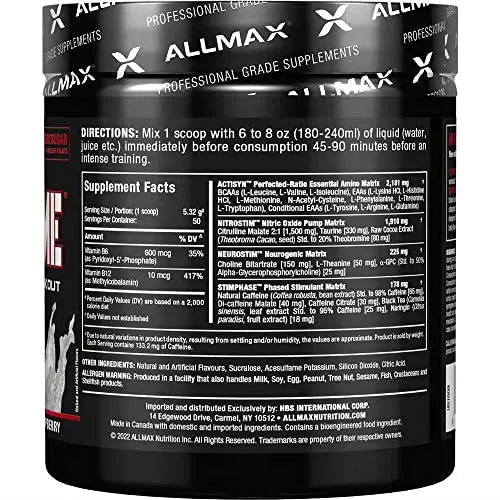 ALLMAX MUSCLEPRIME, White Raspberry - 266 g - Advanced Grade Pre-Workout ALLMAX Nutrition Au supplements