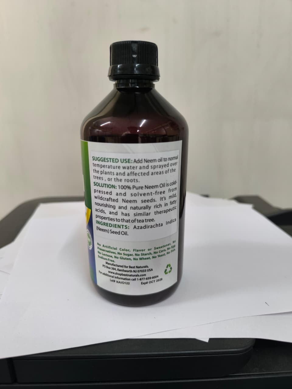 Best Naturals 100% Pure Neem Oil, 100% Cold Pressed and Unrefined - 16 OZ (1 Bottle)