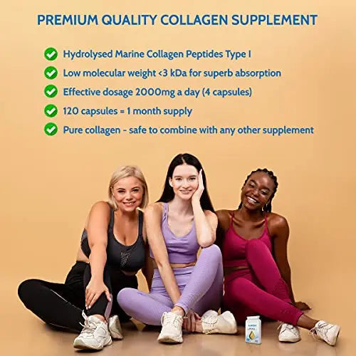 Health4All Marine Collagen Peptides Type I 120 Capsules (V) 2000mg Daily Dose Super Absorbable Health4All Au supplements