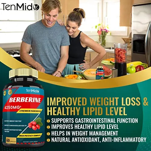 Berberine Extract Capsules 4250mg, 2 Months Supply & Ceylon, Milk Thistle, Turmeric Tenmido Au supplements