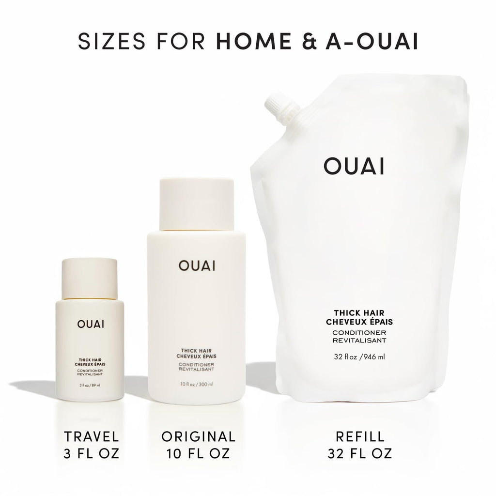 OUAI Thick Hair Conditioner Refill - Moisturizing Conditioner for Dry, Frizzy Hair - Keratin, Marshmallow Root, Shea Butter and Avocado Oil - Paraben, Phthalate & Sulfate Free (32 Oz) OUAI Au supplements