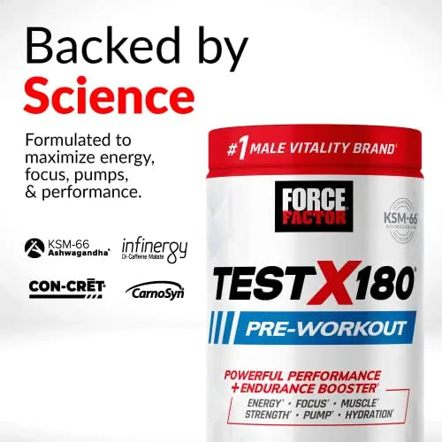 FORCE FACTOR Test X180 Pre-Workout Powder & Energy Supplement, Boost Focus Force Factor Au supplements