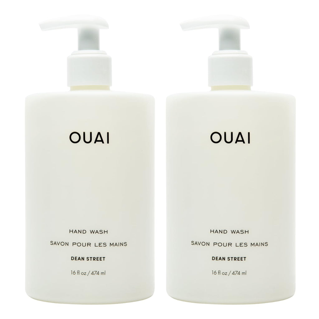 OUAI Hand Wash Full Size, Dean Street - Liquid Hand Soap with Jojoba, Avocado, & Rose Hip Oil for Replenished Skin - Gentle Exfoliating Kitchen & Bathroom Soap - (2 Pack, 16 Fl Oz Each) OUAI Au supplements