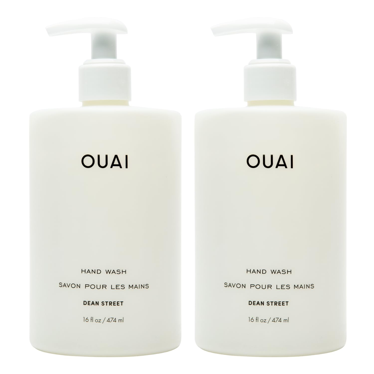 OUAI Hand Wash Full Size, Dean Street - Liquid Hand Soap with Jojoba, Avocado, & Rose Hip Oil for Replenished Skin - Gentle Exfoliating Kitchen & Bathroom Soap - (2 Pack, 16 Fl Oz Each) OUAI Au supplements