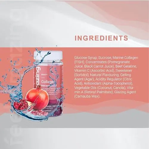 Collagen Gummies with Vitamins A and C, 500mg of Marine Collagen Per Serving, Advanced Skin Support, Feel Amazing Au supplements