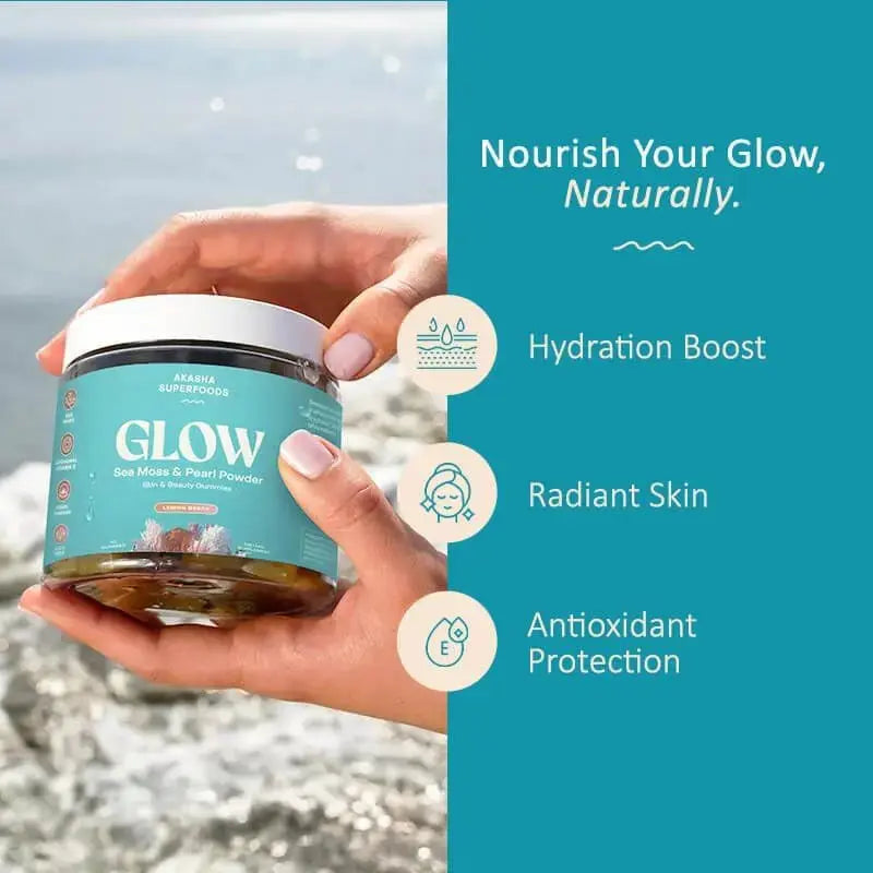 Akasha Superfoods Sea Moss Glow Gummies, Hair, Skin & Nails Vitamins with Seamoss, Pearl Powder, Vitamin E, Aloe Vera, Liposomal Vitamin C Akasha Superfoods Au supplements