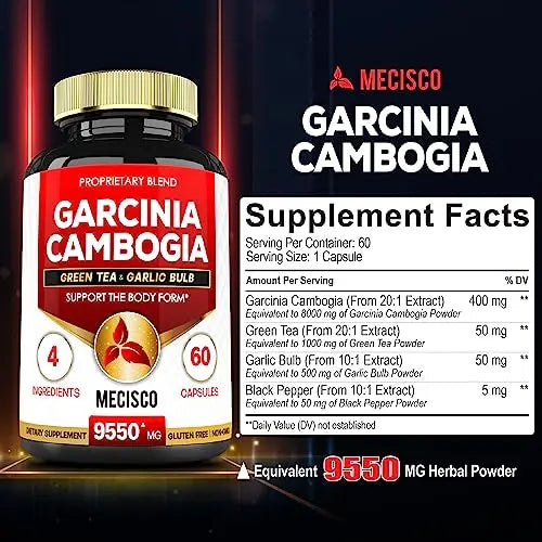 Garcinia Cambogia 9550mg - 4 Month Supply - Supplement for Men and Women - A Natural Mecisco Au supplements