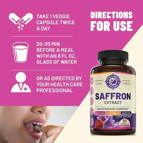 100% Pure Saffron Extract - Metabolism Booster & Natural Appetite Suppressant for Weight Loss WHOLE WORLD WELLNESS Au supplements