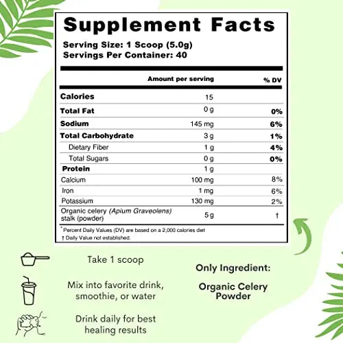Organic Celery Juice Powder (40 Servings) Supports Gut Health, Detox Juice Cleanse Paradise Naturals, Purest Ingredients from the Source Au supplements