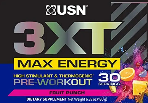 USN 3XT Max Pre-Workout Supplement Drink Mix Powder for Energy, Endurance and Pump USN Au supplements