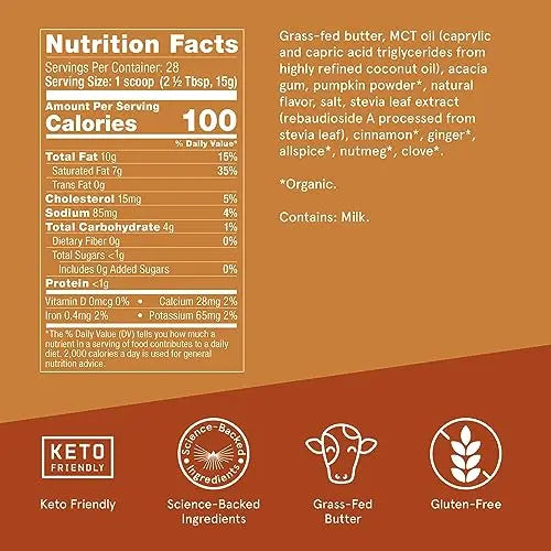 Bulletproof Pumpkin Spice Creamer, 14.8 Ounces, Keto Coffee Powder Creamer Bulletproof Au supplements